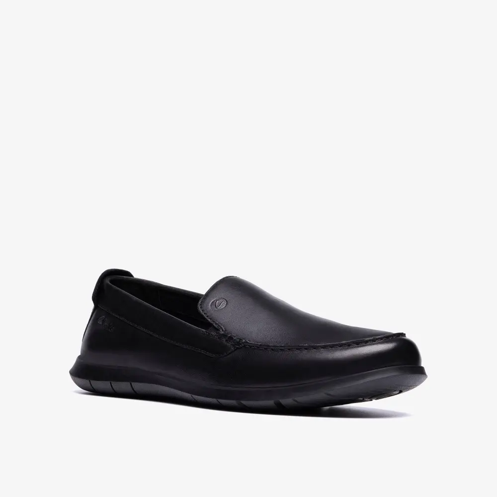 Mens Flexway Step Black Smooth Loafers online