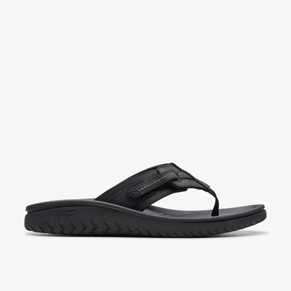 Mens Wesley Sun Black Leather Flip Flop online