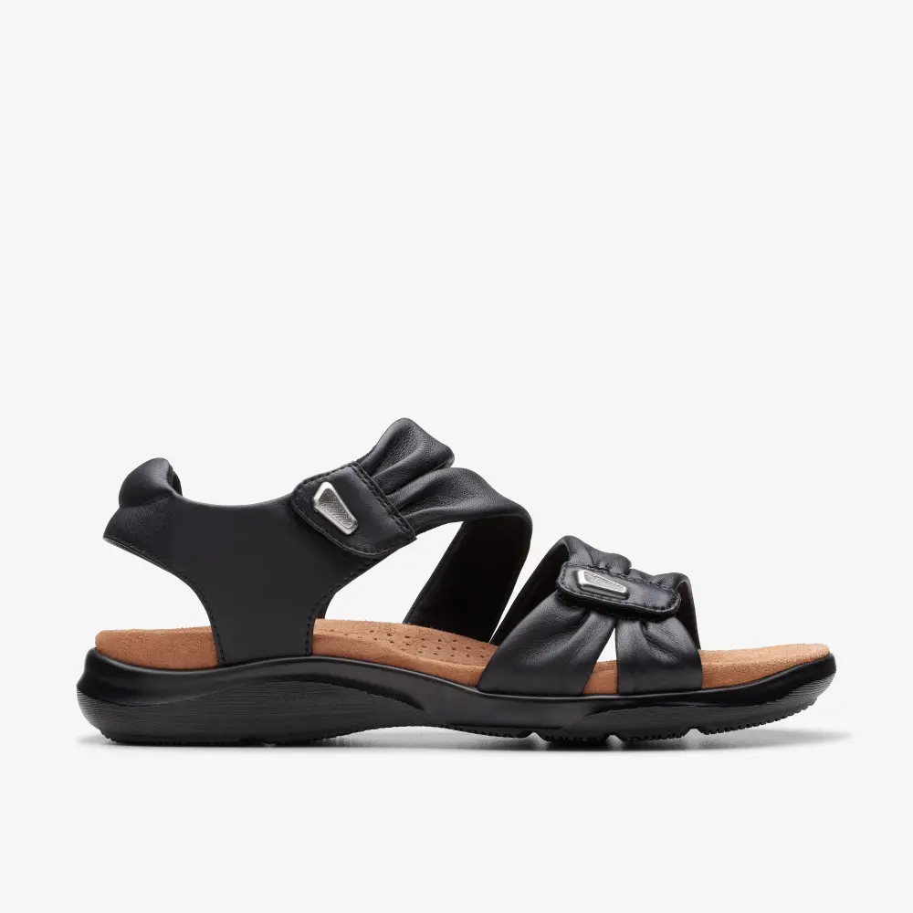 Women’s Kitly Ave Black Leather Flat Sandals online